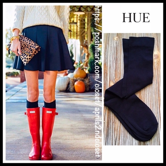HUE TALL KNEE HIGH NAVY BLUE KNIT BOOT SOCKS - Picture 5 of 5